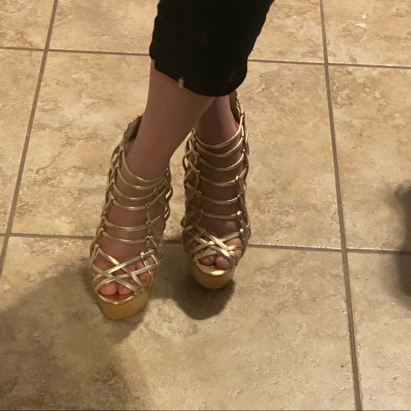 BEBE Gold Wedges will take you to the top. - Picture 6 of 6